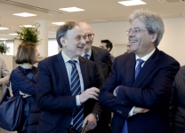Paolo Gentiloni, Presidente del Consiglio dei ministri della Repubblica Italiana e Alfonso Fuggetta, CEO di Cefriel, all'inaugurazione della nuova sede Cefriel in viale Sarca a Milano