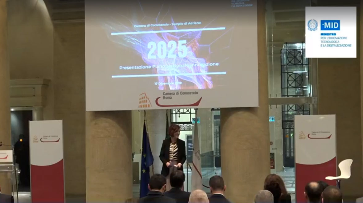 Paola Pisano, Ministro per l'innovazione tecnologica e la digitalizzazione, durante la presentazione del Piano nazionale Innovazione