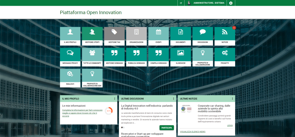 Potenzialità e utilizzi della piattaforma di Open Innovation