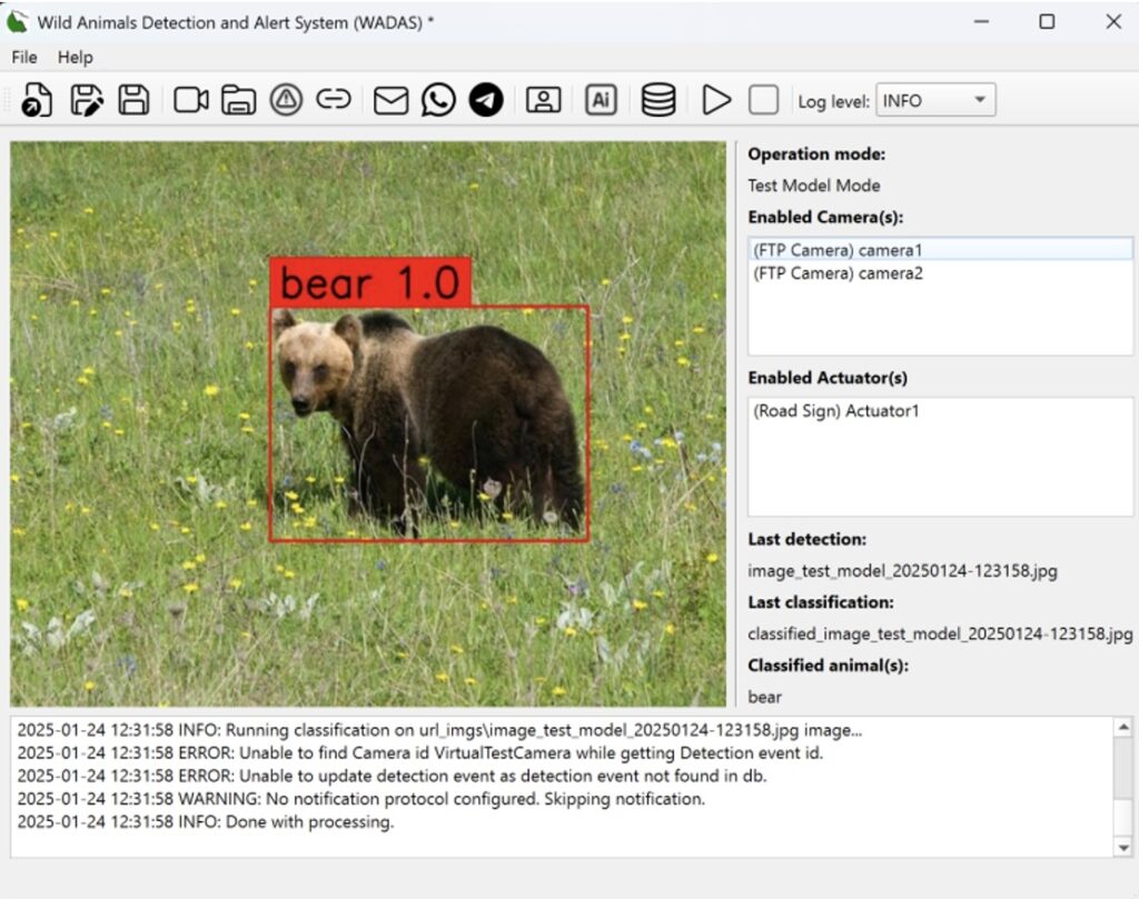 Una schermata del software in servizio