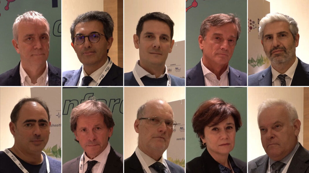 Digital Health Conference 2025 - da sinistra a destra: Andrea Belardinelli, direttore sanità digitale & innovazione di Regione Toscana - Massimo Bisogno, Direttore dell'Ufficio speciale per l'amministrazione digitale di Regione Toscana - Paolo Colombo, Direttore Sistemi Informativi di ASST Brianza - Giovanni Delgrossi, Dirigente Unità Organizzativa Sistemi Informativi e Sanità Digitale di Regione Lombardia - Gianluca Giaconia, Responsabile Ingegneria Clinica di Azienda Ospedaliera Dei Colli - Gandolfo Miserendino, Direttore Generale Azienda per il Governo della Sanità di Regione Calabria - Vito Montanaro, Direttore del dipartimento promozione della salute e benessere animale di Regione Puglia - Maurizio Rizzetto, Direttore Dipartimento Tecnico di Azienda Sanitaria Friuli Occidentale - Giulio Siccardi, Direttore Ict di Agenas - Elena Sini, presidente Himss e Cio di Gvm Care e Research