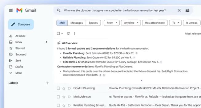 Gmail con AI Overview